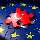 Puzzleteil mit Symbol türkischer Flagge auf Puppleteilen mit Symbol der EU-Flagge